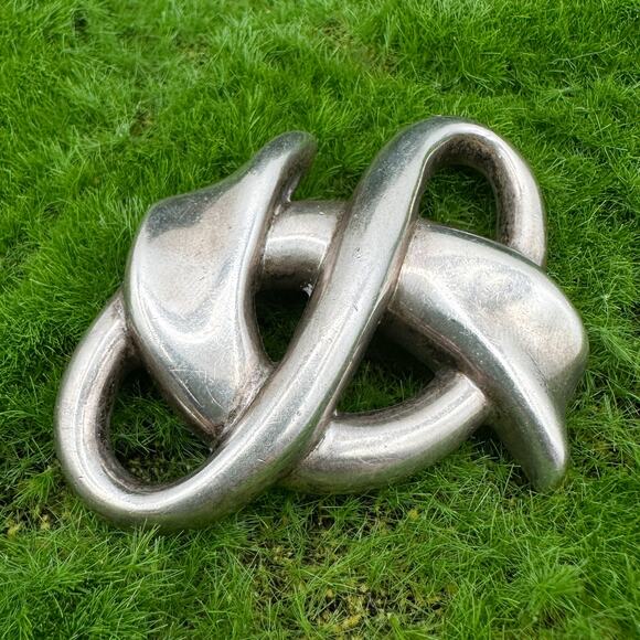 Mikal-Jon Bayanihan Sterling Silver Brooch Vtg Modernist Biomorphic Knot Signed - Picture 3 of 13